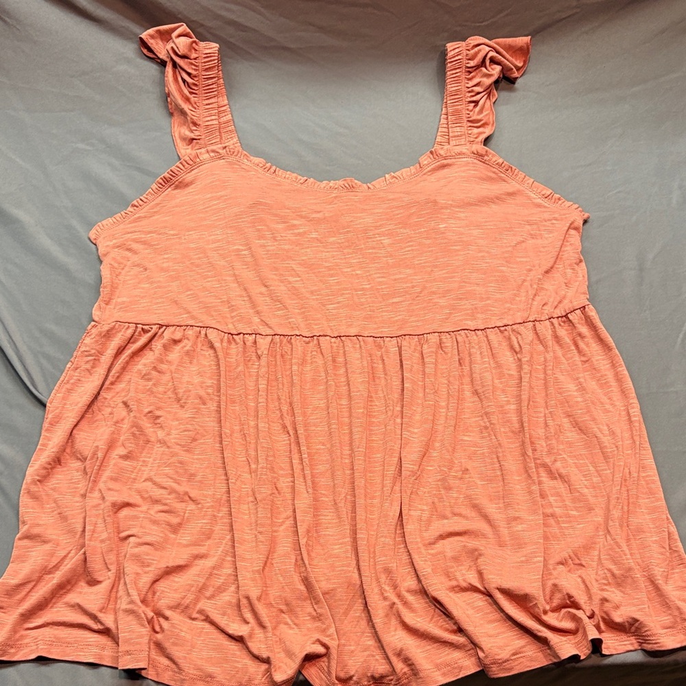 NWT Torrid Plus Size Peach Babydoll Top Ruffled Straps 3X Flowy Cottagecore